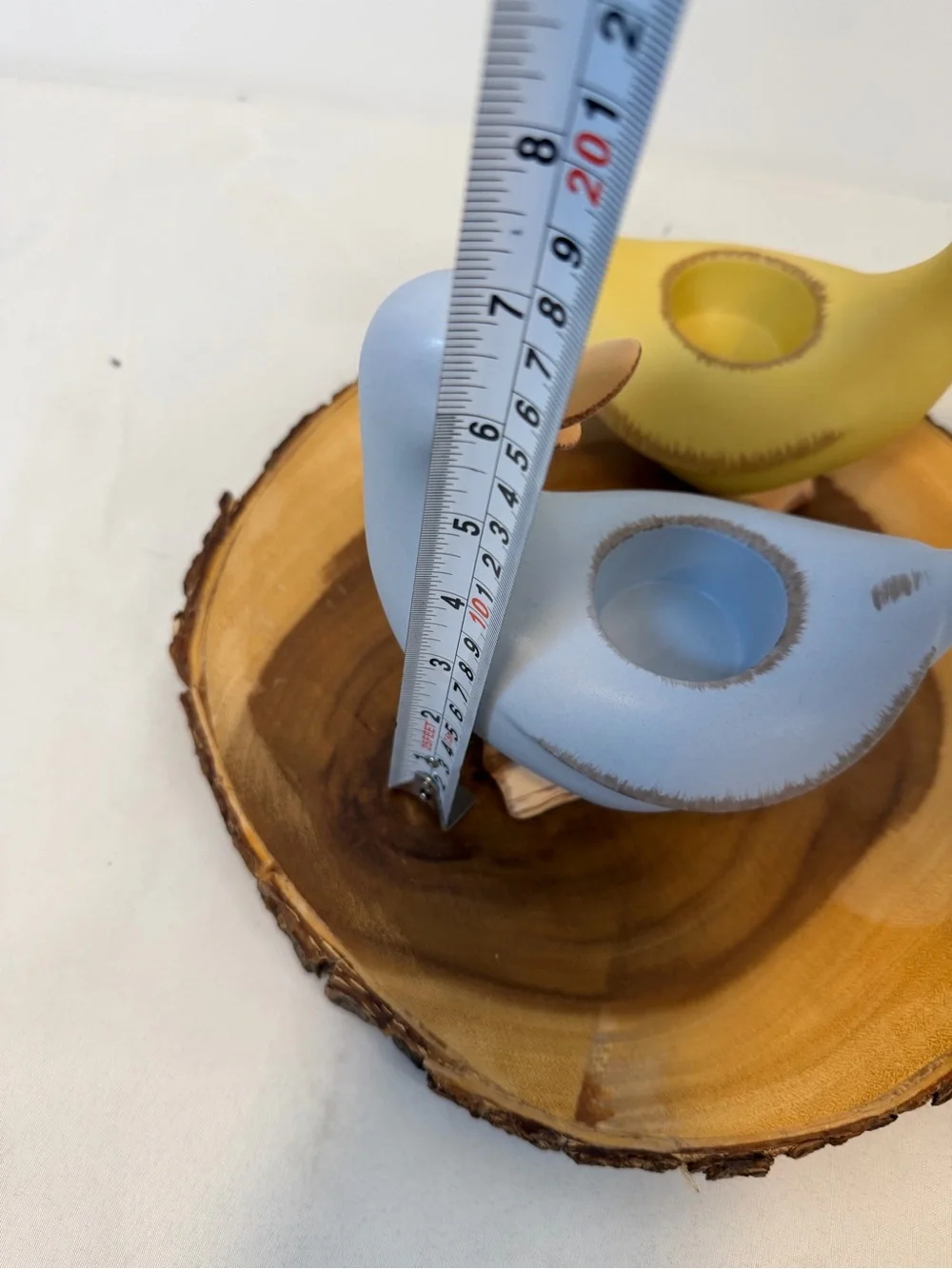 Party Lite Pair Ceramic Duck Tea light Candle Holders‎ Pastel Yellow and Blue